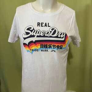 Super Dry Real Men's White Stripe T Shirt Size US 10 Made in Turkey